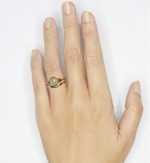 Stardust light gray rose cut long cushion diamond ring