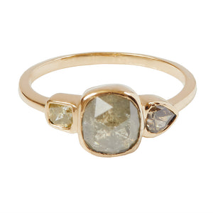 Stardust cool gray rose cut cushion diamond ring