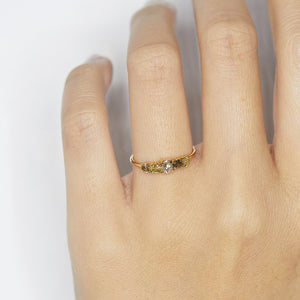 Stardust rough multi color diamond ring