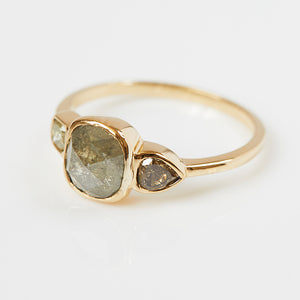 Stardust cool gray rose cut cushion diamond ring