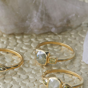 Stardust cool gray rose cut cushion diamond ring
