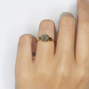 Stardust cool gray rose cut cushion diamond ring