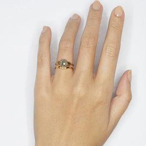 Stardust cool gray rose cut cushion diamond ring