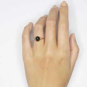 Stardust brown rose cut round diamond ring