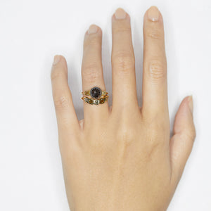 Stardust brown rose cut round diamond ring