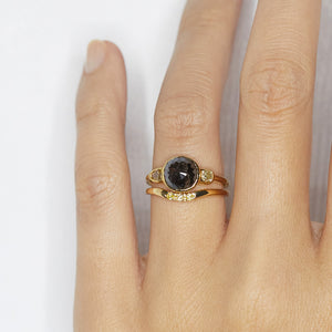 Stardust brown rose cut round diamond ring