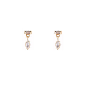 Gravity baguette marquise diamond earrings