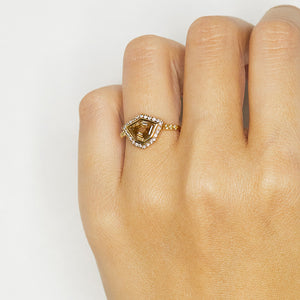 Galaxy fancy cut orange brown diamond ring