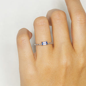 XW Bridal emerald cut sapphire diamond ring