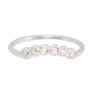 XW Bridal curved light champagne rose cut diamond band