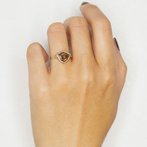 Galaxy fancy cut orange brown diamond ring
