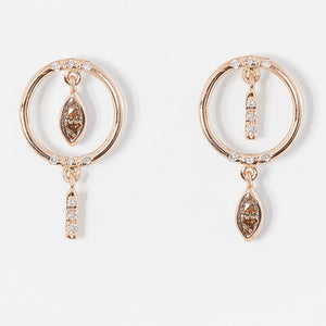 Gravity rose gold diamond earrings
