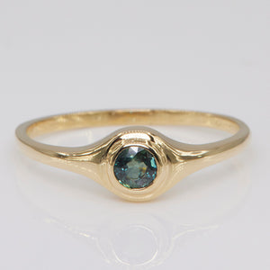 Neptune round sapphire signet ring