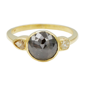 Stardust brown rose cut round diamond ring