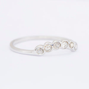 XW Bridal curved light champagne rose cut diamond band