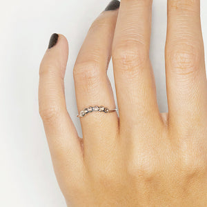 XW Bridal curved light champagne rose cut diamond band