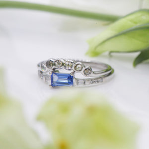 XW Bridal emerald cut sapphire diamond ring