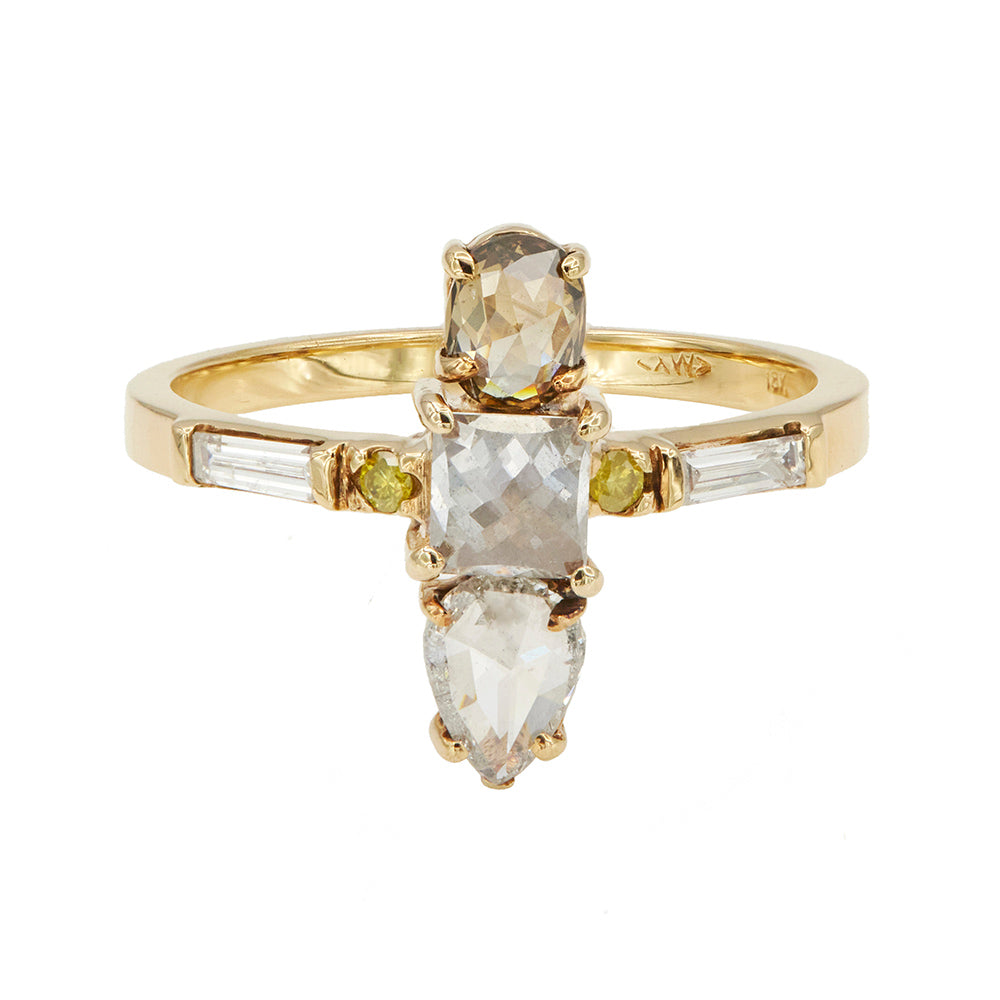 natural color rose cut diamond Galaxy ring