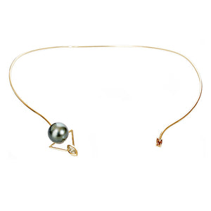 Galaxy Tahitian pearl color diamond collar Necklace