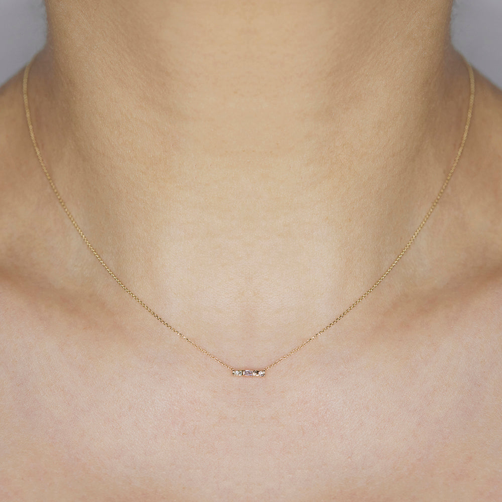 Gravity baguette diamond bar necklace