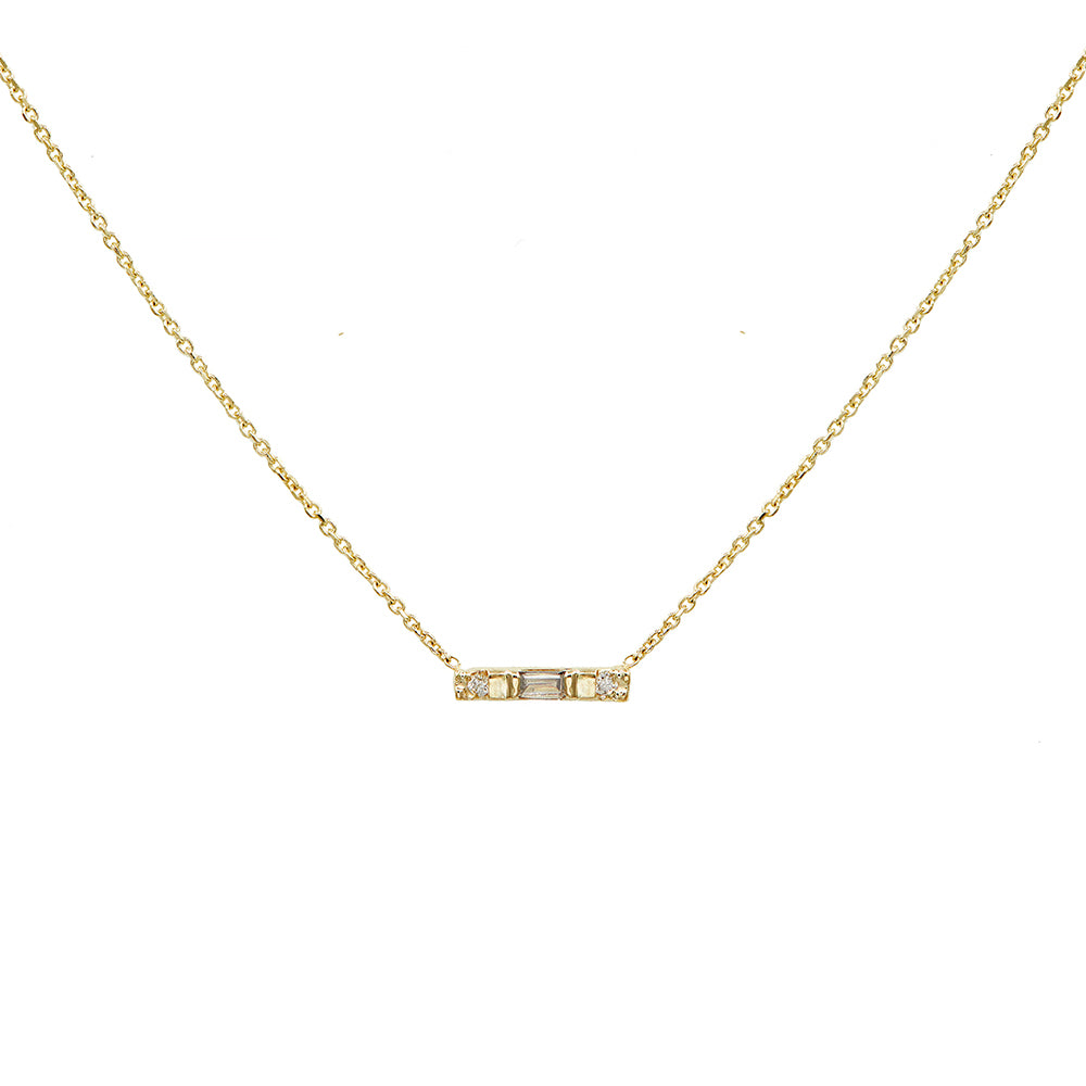 Gravity baguette diamond bar necklace