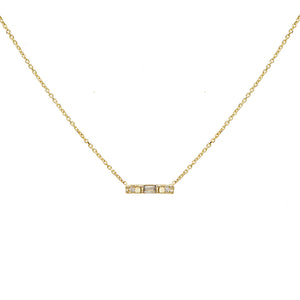 Gravity baguette diamond bar necklace