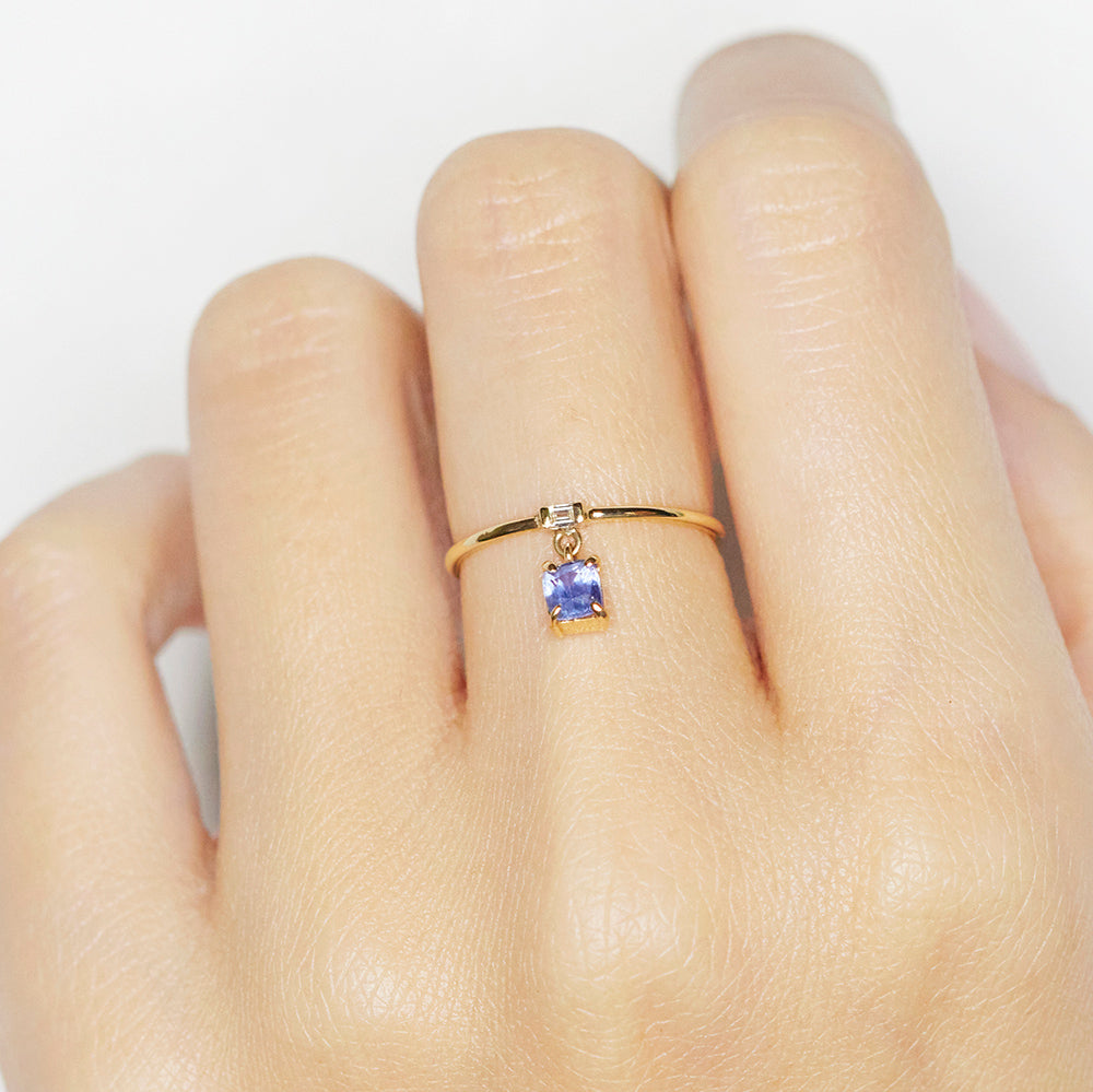 Galaxy diamond sapphire dangle ring