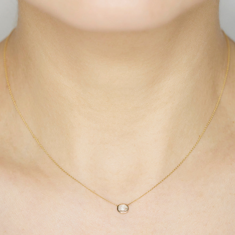 XW Bridal rose cut oval diamond necklace