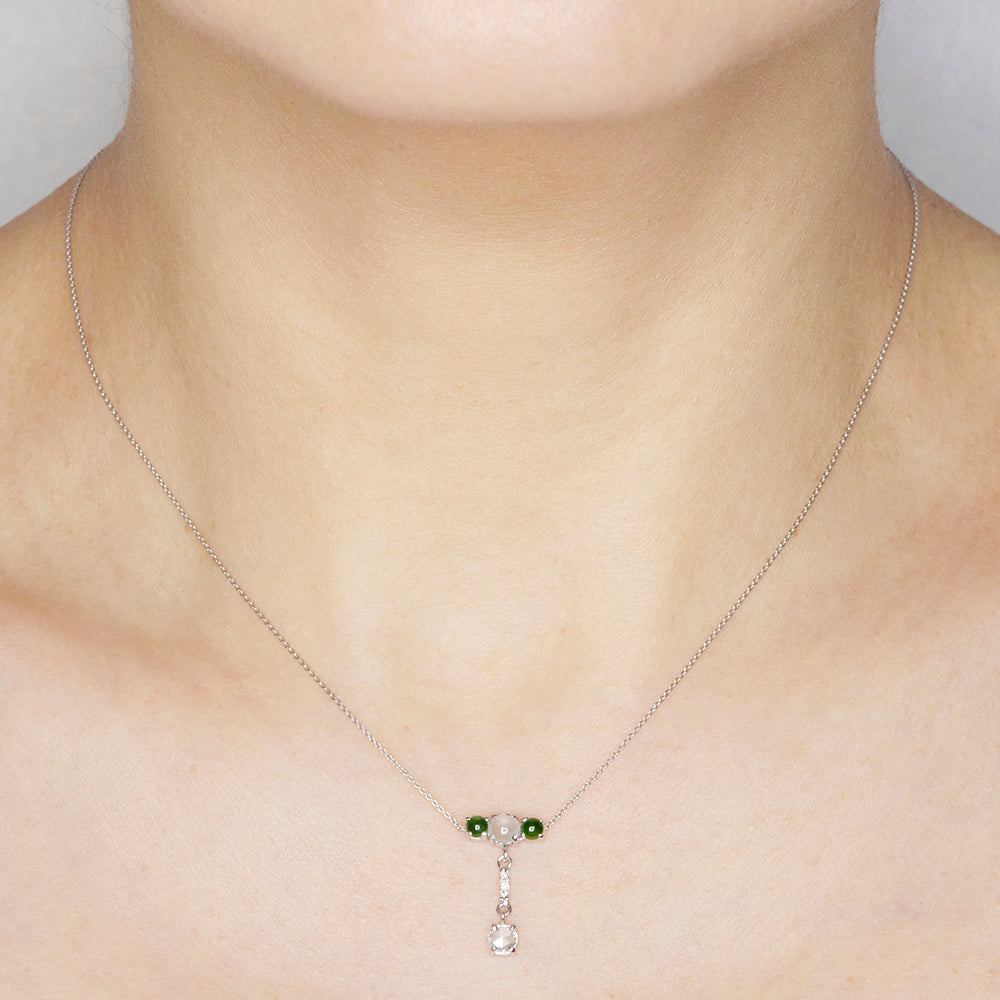 Galaxy natural icy and green jadeite diamond necklace