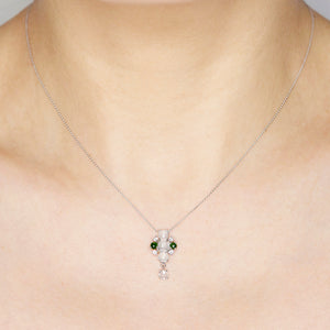 Galaxy natural icy and green jadeite rose cut diamond necklace