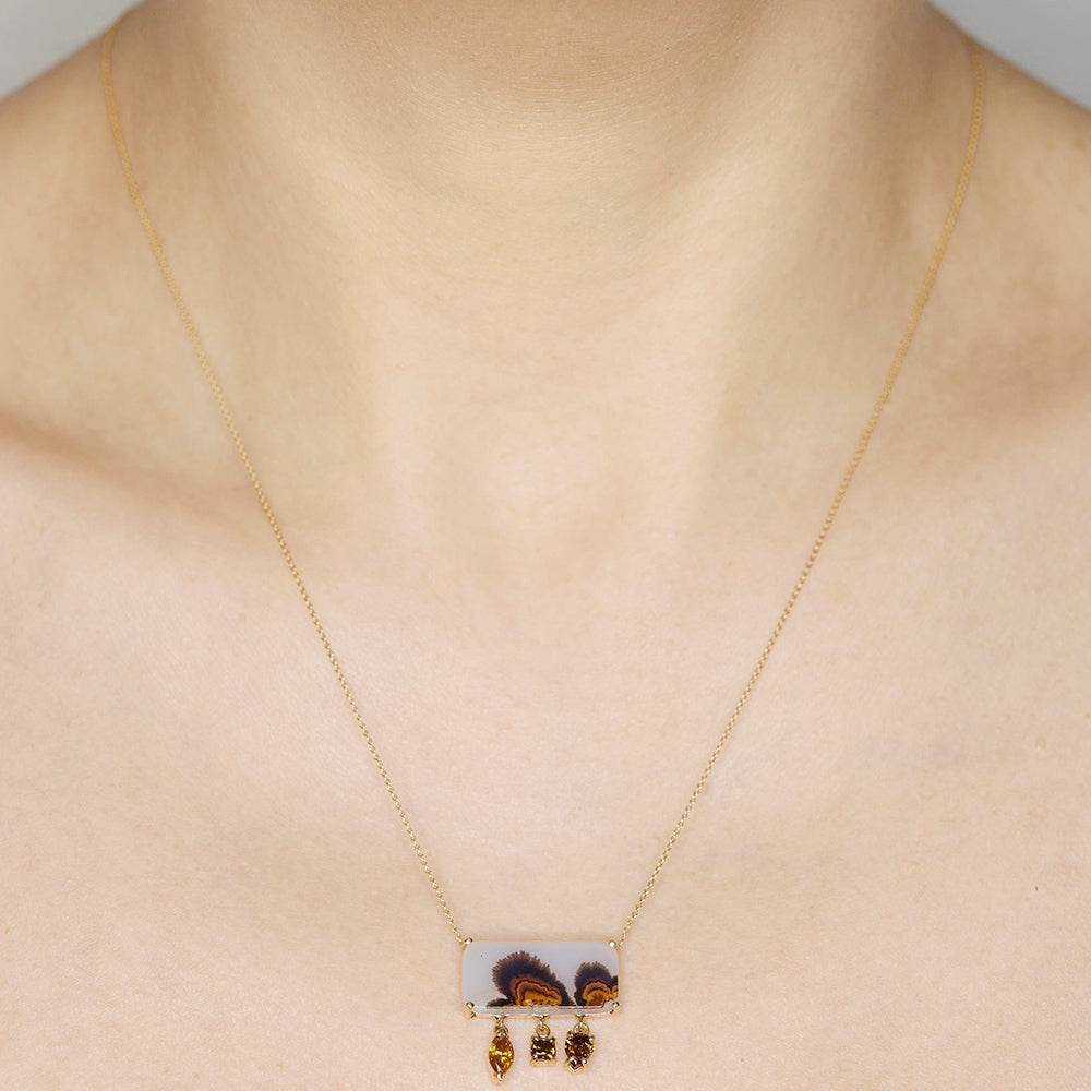 Galaxy picture agate color diamond necklace