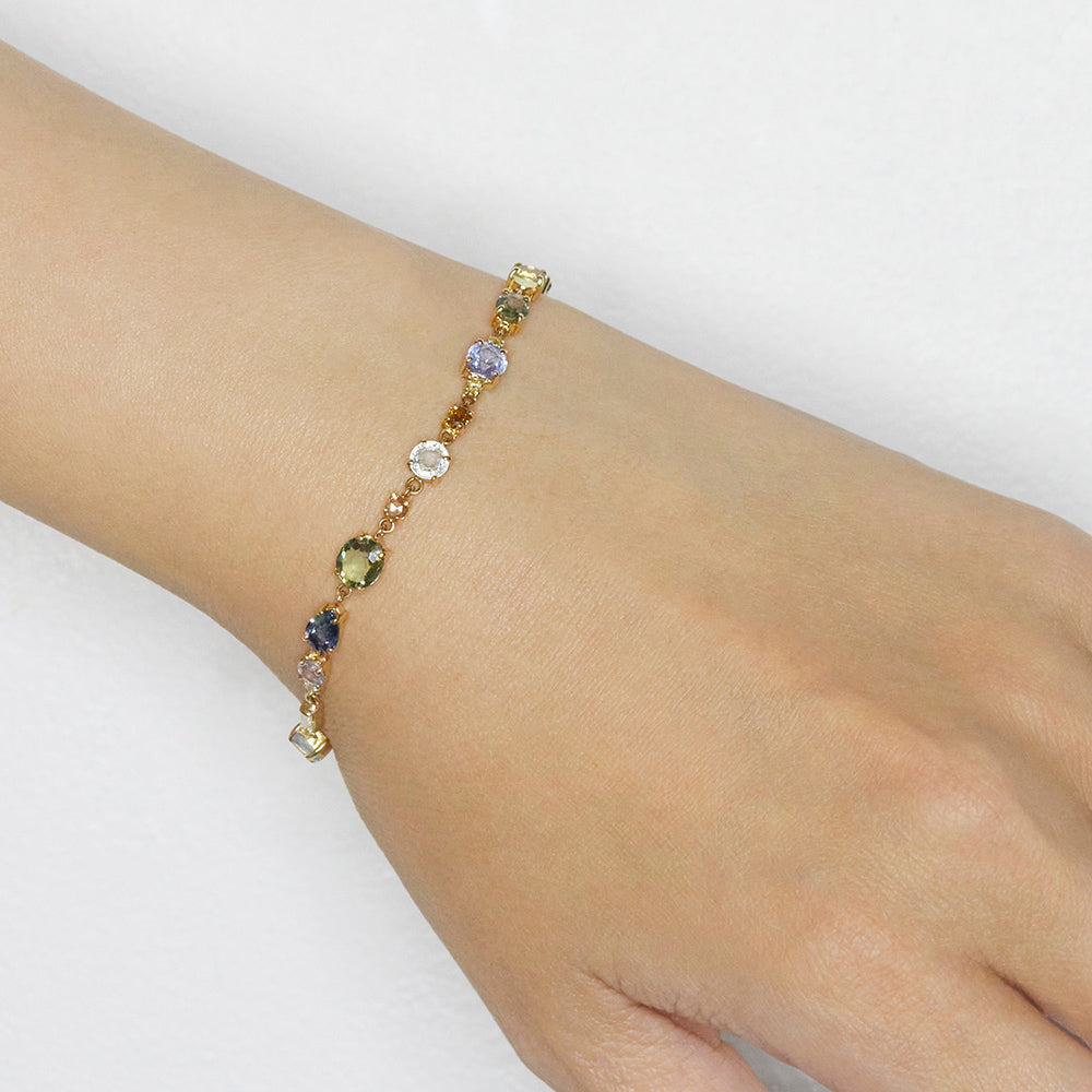 Galaxy multi color sapphire diamond eternity bracelet