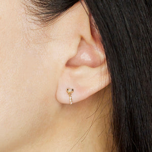Gravity baguette diamond swinging bar stud earrings