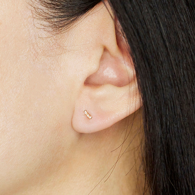 Gravity diamond simple bar stud earrings