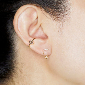 Gravity double champagne diamond ear cuff