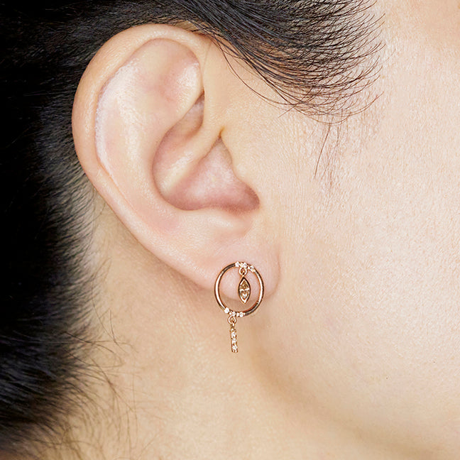 Gravity rose gold diamond earrings