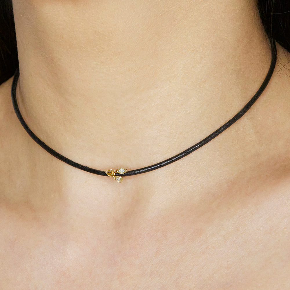 Stardust three diamond choker necklace