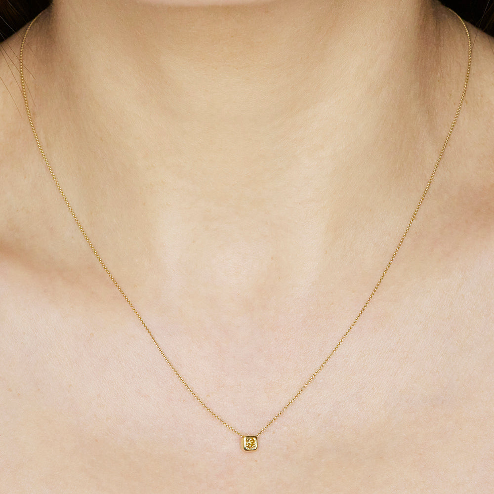 Galaxy yellow cushion diamond necklace