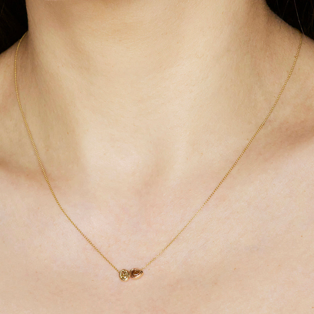 Galaxy double diamond necklace - oval & pear