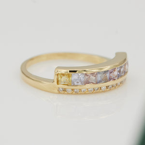 Galaxy multi color sapphire diamond Future band