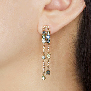 Galaxy sapphire diamond double strand earrings