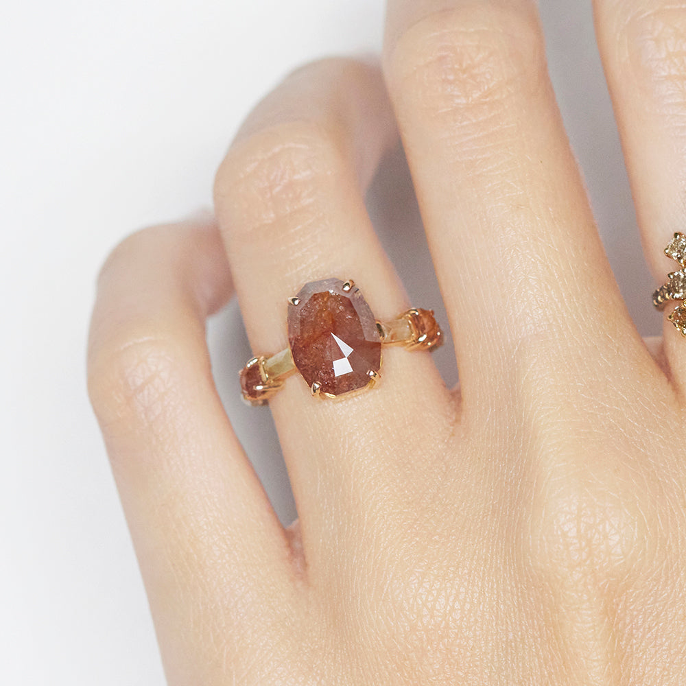 Galaxy reddish brown rose cut diamond ring