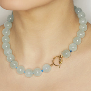 Galaxy aquamarine and color diamond toggle necklace