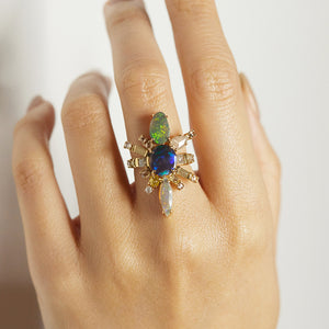 Galaxy black opal diamond ring