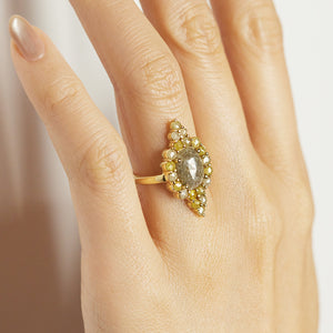 Galaxy gray rose cut diamond ring