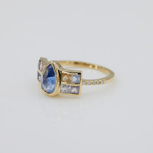 Galaxy rose cut pear sapphire Future ring