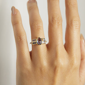 Galaxy rose cut pear sapphire Future ring