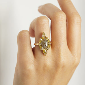 Galaxy gray rose cut diamond ring