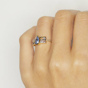 Galaxy rose cut pear sapphire Future ring