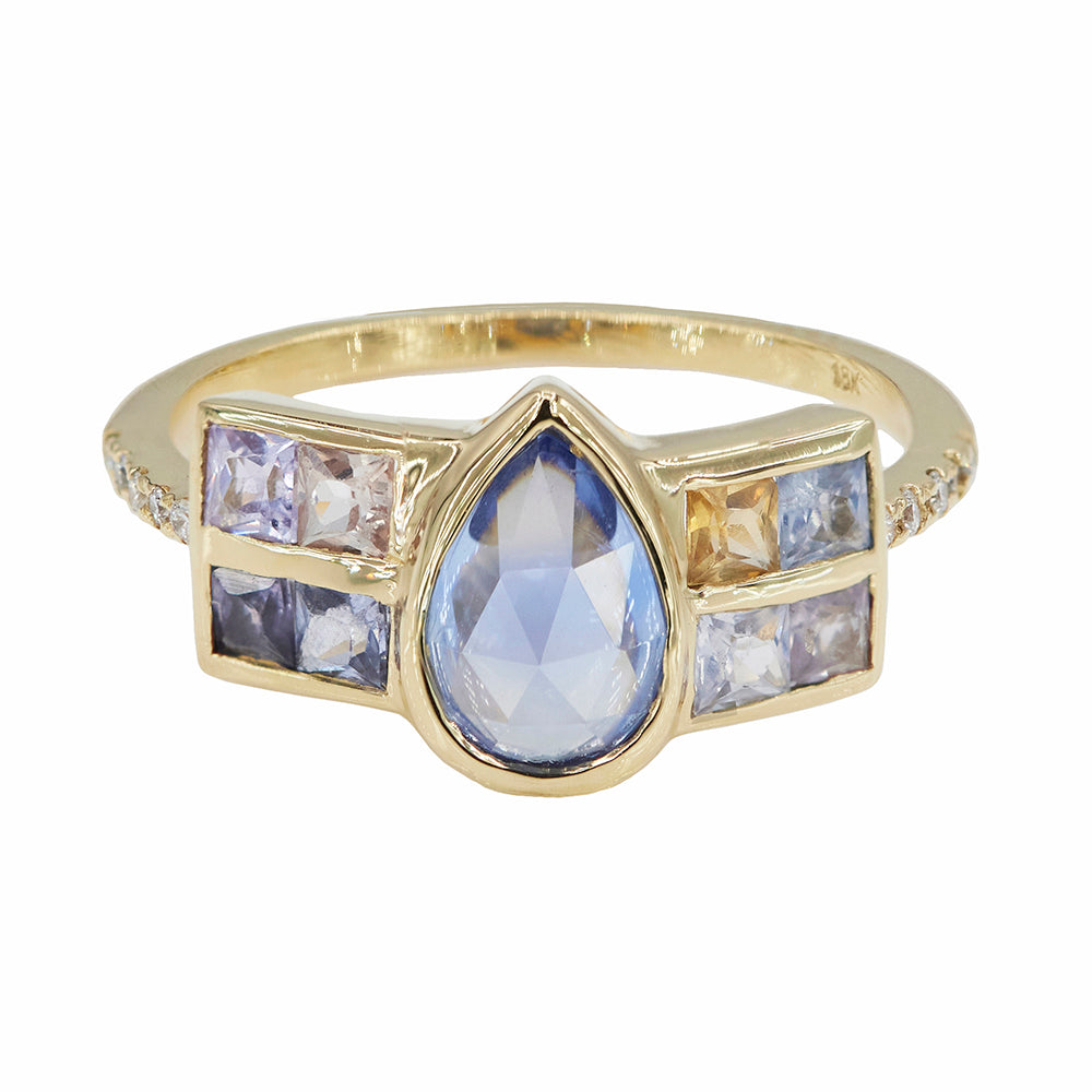 Galaxy rose cut pear sapphire Future ring